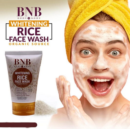 BNB Rice Brightening Facewash, gentle daily cleanser, removes dirt and impurities, brightens skin, suitable for all skin types