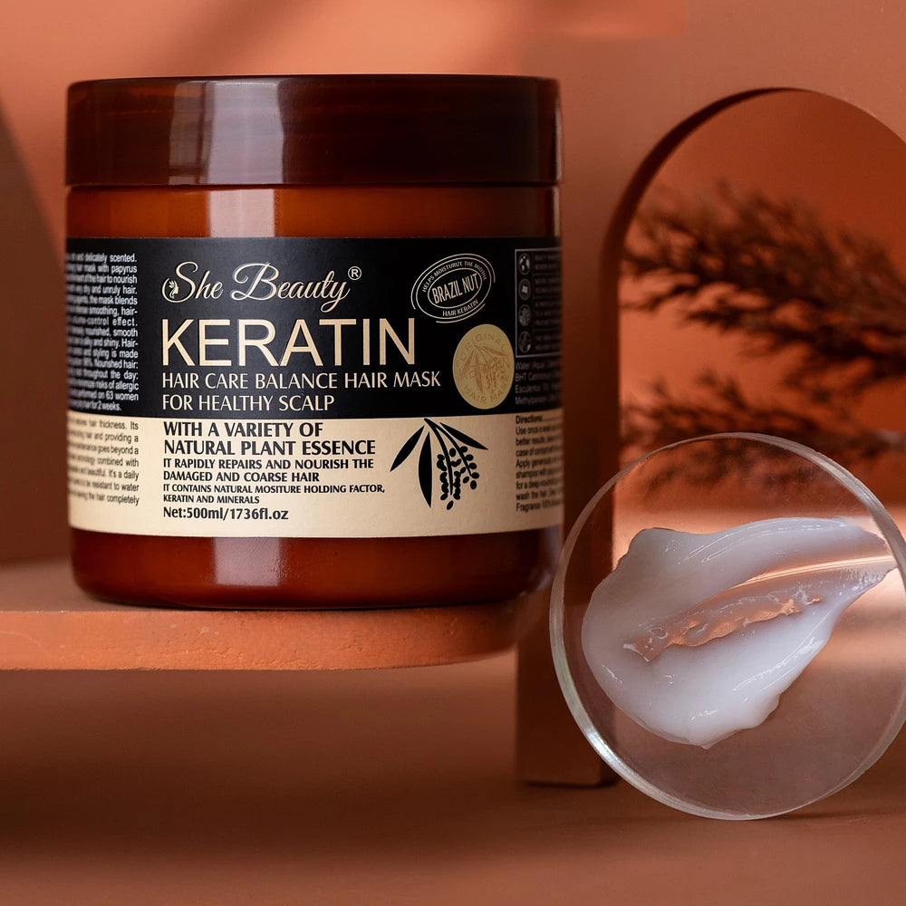 Keratin deep repair hair mask for smooth and shiny hair